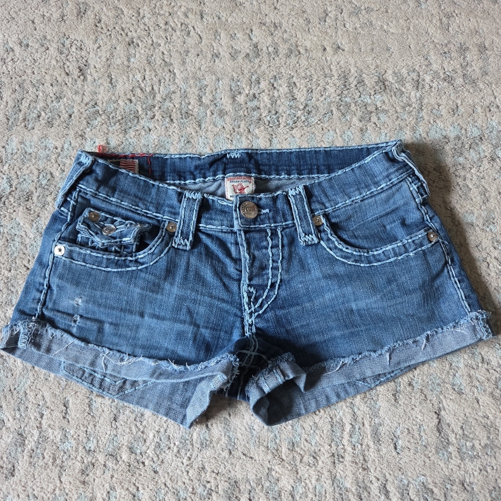 True Religion Blue Denim Jean Shorts